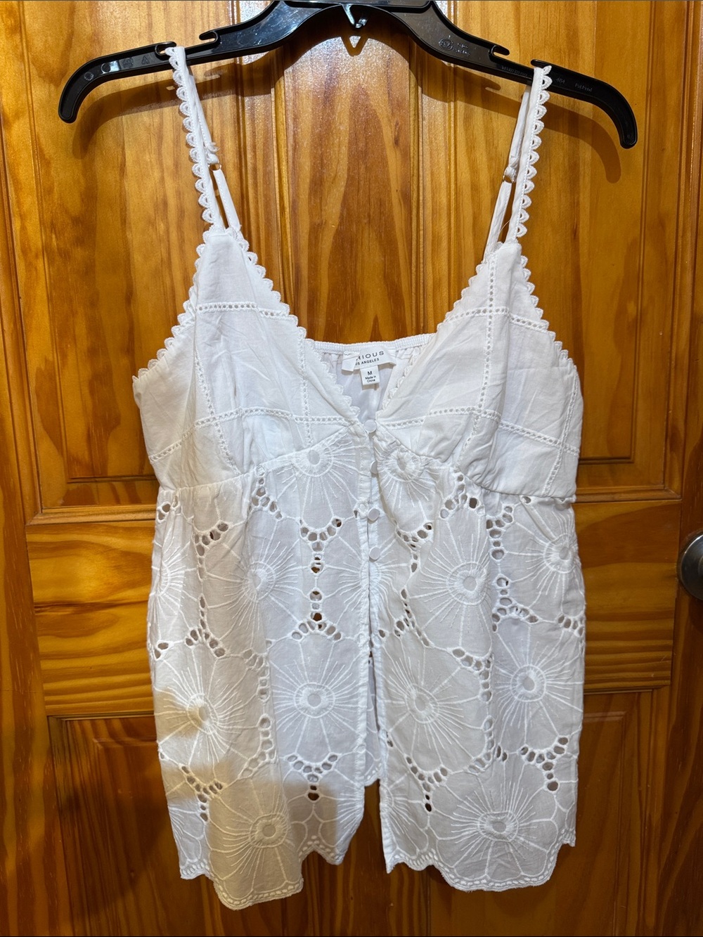 AQUA White Eyelet Camisole Tank Top